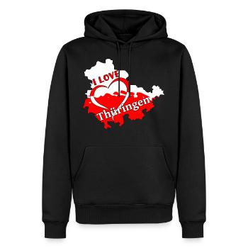I Love Thuringia, the beautiful new federal state - Men’s Premium Organic Hoodie - black - Front - Nico (187cm)