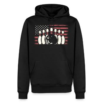 Joueur de quilles patriotiques USA Drapeau Bowling - Sweat à capuche Premium bio Homme - noir - Devant - Nico (187cm)