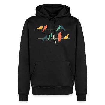 Bunte Vögel auf Drähten sitzend Niedlich Vogel - Männer Premium Bio Hoodie - Schwarz - Vorne - Nico (187cm)