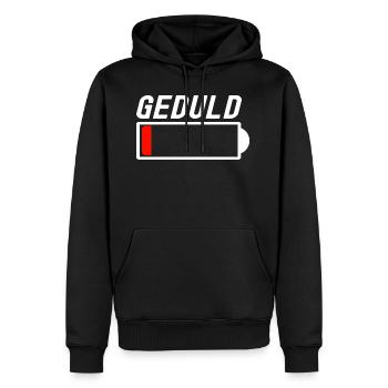 Geduld - Akku leer - Männer Premium Bio Hoodie - Schwarz - Vorne - Nico (187cm)