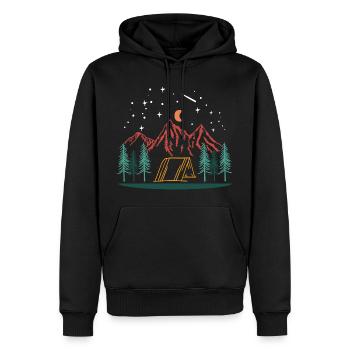 Camping Berge Nacht Zelt Natur Outdoor Abenteuer - Männer Premium Bio Hoodie - Schwarz - Vorne - Nico (187cm)