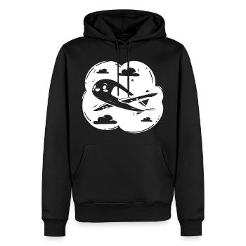 Dessin de l’avion d’hélice - Sweat à capuche Premium bio Homme - noir - Devant - Nico (187cm)