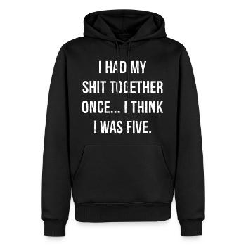 J’ai eu ma merde ensemble drôle de chemise - Sweat à capuche Premium bio Homme - noir - Devant - Nico (187cm)