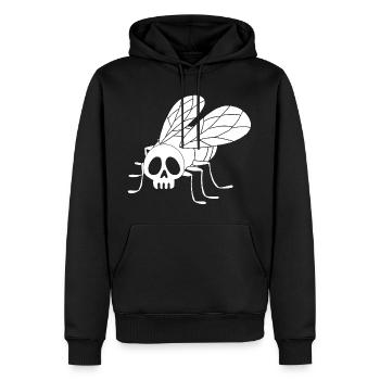 Fly Skull (weiß) - Männer Premium Bio Hoodie - Schwarz - Vorne - Nico (187cm)