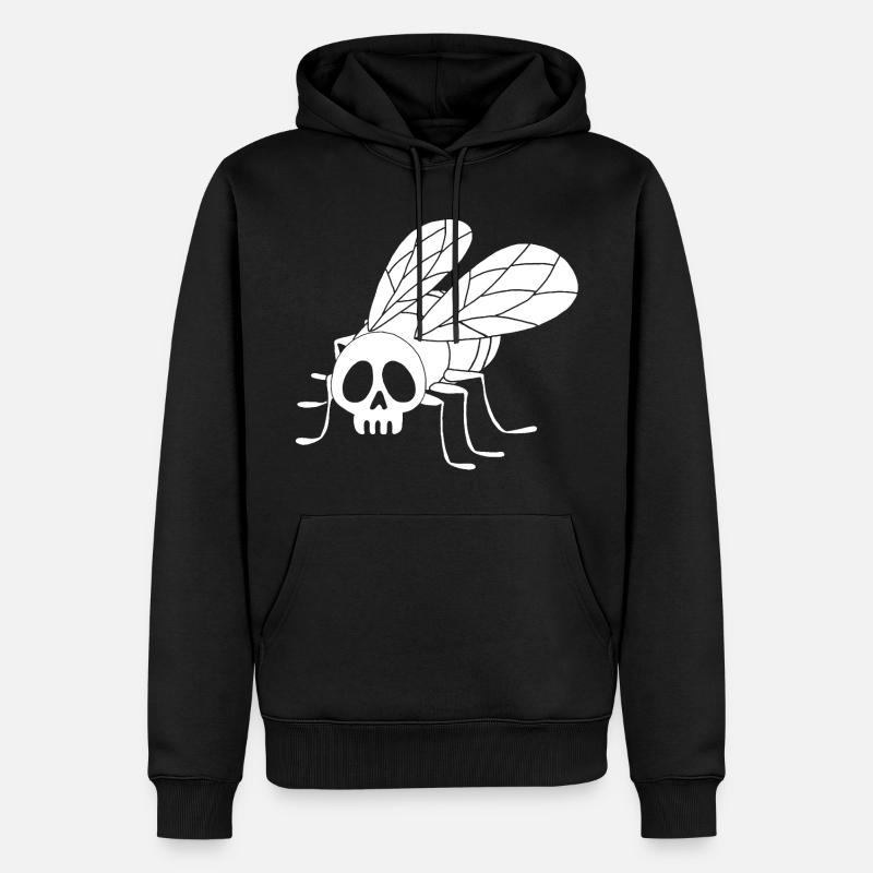 Fly Skull (weiß) - Männer Premium Bio Hoodie - Schwarz