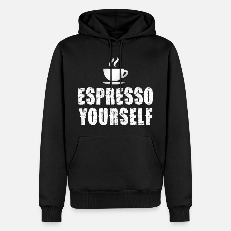 Espresso Yourself Typographic Cup - Männer Premium Bio Hoodie - Schwarz