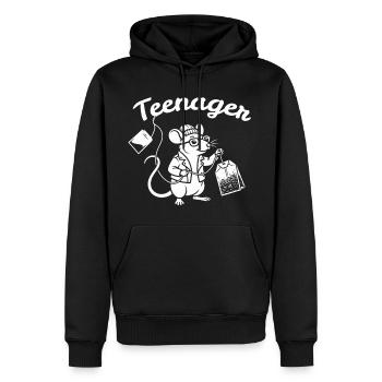 Teenager-Maus Wissenschaftler - Männer Premium Bio Hoodie - Schwarz - Vorne - Nico (187cm)