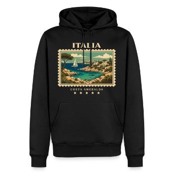 Italien Vintage Reisemarke - Männer Premium Bio Hoodie - Schwarz - Vorne - Nico (187cm)