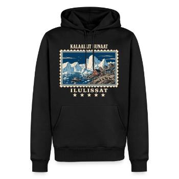 Grönland Ilulissat Vintage Reisemarke - Männer Premium Bio Hoodie - Schwarz - Vorne - Nico (187cm)