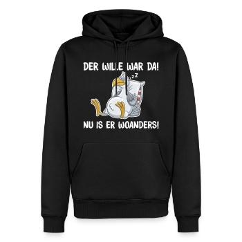 Schlafende Taube – Wille war da, lustige Sprüche - Männer Premium Bio Hoodie - Schwarz - Vorne - Nico (187cm)