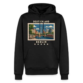 Deutschland Berlin Vintage Reisemarke - Männer Premium Bio Hoodie - Schwarz - Vorne - Nico (187cm)