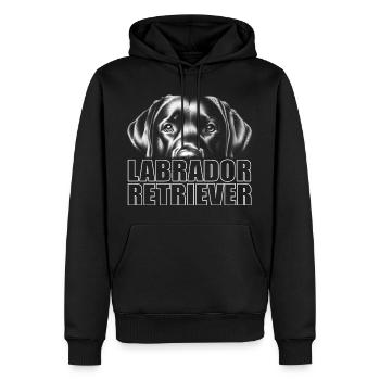 Labrador Retriever Porträt mit großem Schriftzug - Männer Premium Bio Hoodie - Schwarz - Vorne - Nico (187cm)