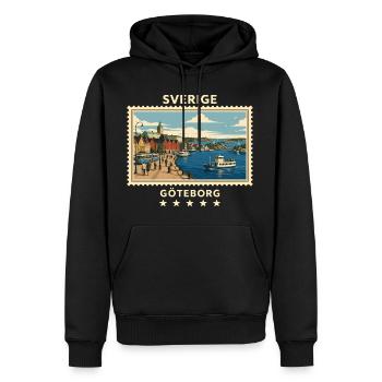 Schweden Göteborg Vintage Reisemarke - Männer Premium Bio Hoodie - Schwarz - Vorne - Nico (187cm)