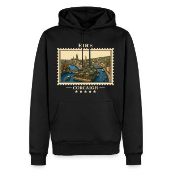 Irland Cork Vintage Reisemarke - Männer Premium Bio Hoodie - Schwarz - Vorne - Nico (187cm)