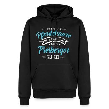 Freiberger Pferde Shirt-Glitzer - Männer Premium Bio Hoodie - Schwarz - Vorne - Nico (187cm)