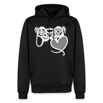 Spielkonsole Gamer Valentinstag Geschenk - Männer Premium Bio Hoodie - Schwarz - Vorne - Nico (187cm)