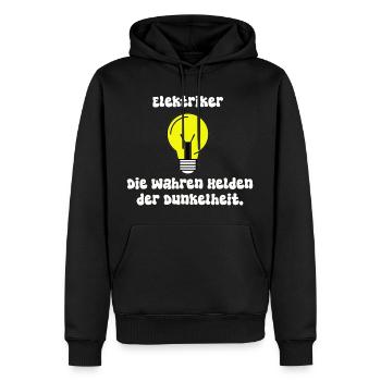 cooler Elektrikerspruch - Männer Premium Bio Hoodie - Schwarz - Vorne - Nico (187cm)