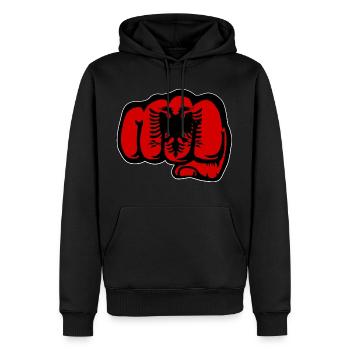 Albanien Flagge Hand Faust - Männer Premium Bio Hoodie - Schwarz - Vorne - Nico (187cm)