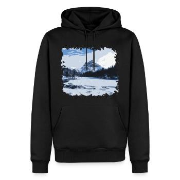Outdoor Bergsport Wandern Alpen Berge Schnee Eis - Männer Premium Bio Hoodie - Schwarz - Vorne - Nico (187cm)