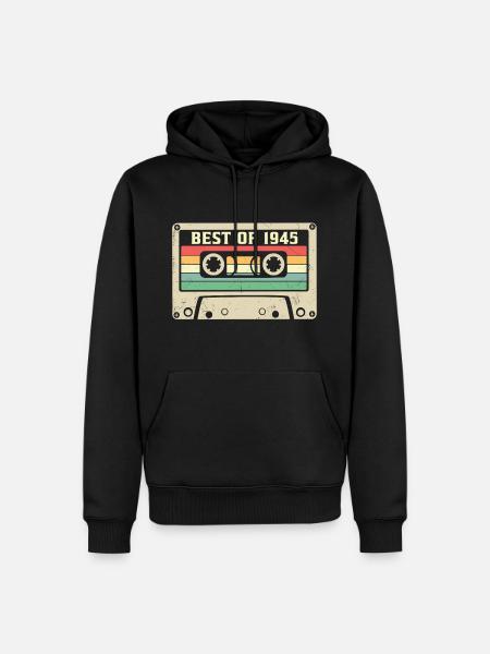 Das Beste von 1945 Retro 80 Jahre alter 80. Geburtstag - Männer Premium Bio Hoodie - Schwarz