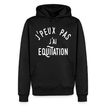 j'peux pas j'ai équitation - Sweat à capuche Premium bio Homme - noir - Devant - Nico (187cm)