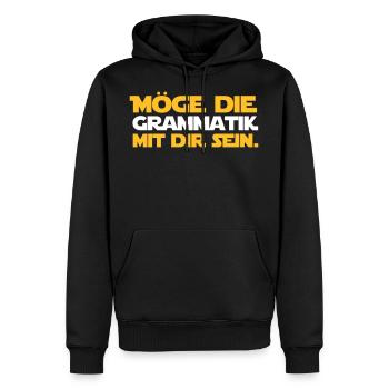 Que la grammaire soit avec vous - professeur d'allemand - Sweat à capuche Premium bio Homme - noir - Devant - Nico (187cm)