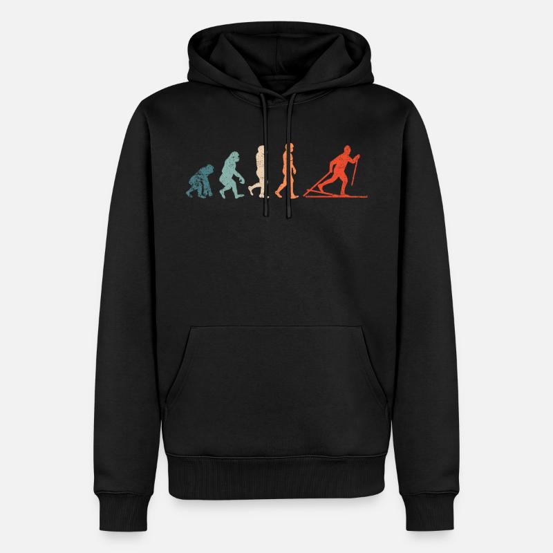 EVOLUTION Langlauf Ski Skifahrer Retro Vintage - Männer Premium Bio Hoodie - Schwarz