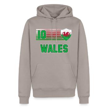 Wales Fußball Mannschaft - Männer Premium Bio Hoodie - Taupe - Vorne - Nico (187cm)