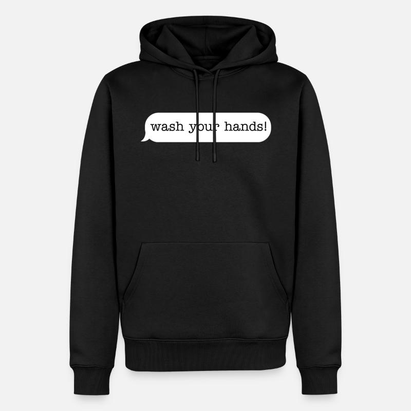 lavez-vous les mains message - Sweat à capuche Premium bio Homme - noir