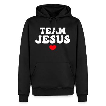 Team Jesus - Männer Premium Bio Hoodie - Schwarz - Vorne - Nico (187cm)