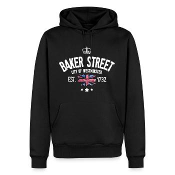 Baker street vintage - Sweat à capuche Premium bio Homme - noir - Devant - Nico (187cm)