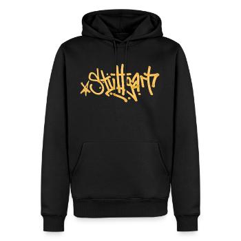 Stuttgart - Tag / Grafitti - Lettrage - Sweat à capuche Premium bio Homme - noir - Devant - Nico (187cm)