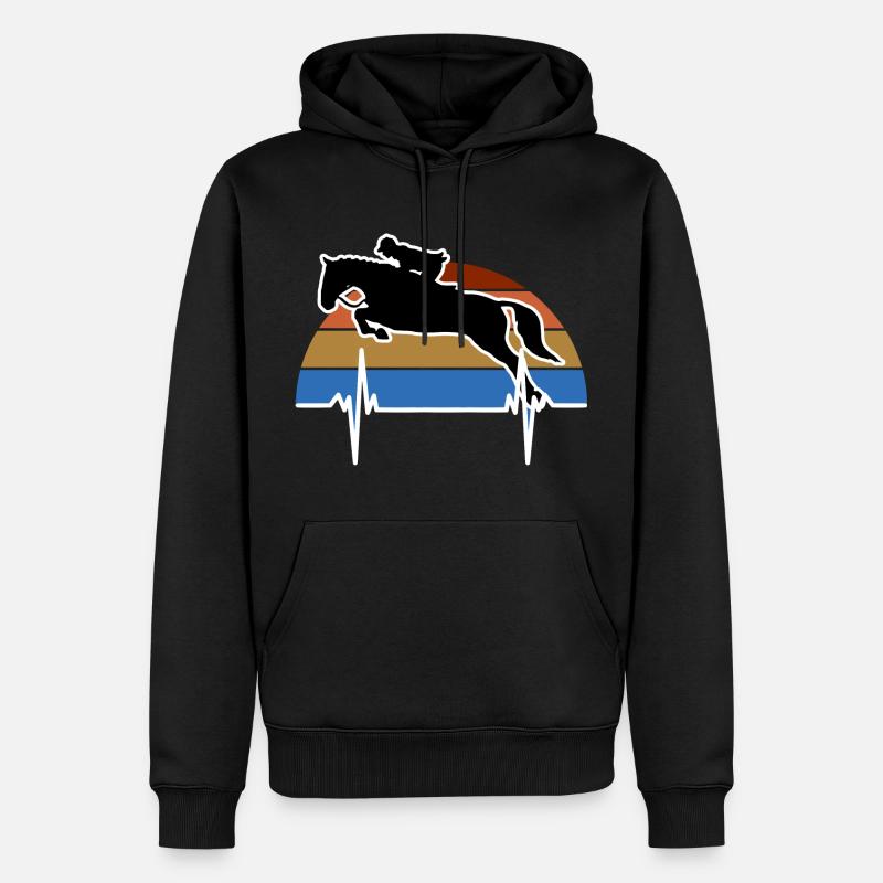Cheval Rythme Cardiaque Équitation - Sweat à capuche Premium bio Homme - noir