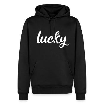 Lucky - Men’s Premium Organic Hoodie - black - Front - Nico (187cm)