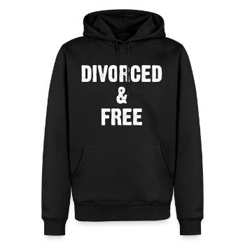 Divorced & Free - Männer Premium Bio Hoodie - Schwarz - Vorne - Nico (187cm)