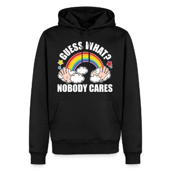 Guess What, Nobody Cares! Funny Meme Original Edition - Men’s Premium Organic Hoodie - black - Front - Nico (187cm)