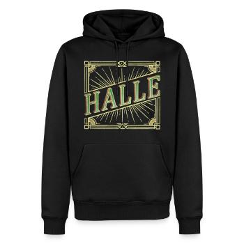 Halle Deutschland Stadt Schrift Vintage Retro - Männer Premium Bio Hoodie - Schwarz - Vorne - Nico (187cm)