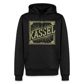 Kassel Deutschland Stadt Schrift Vintage Retro - Männer Premium Bio Hoodie - Schwarz - Vorne - Nico (187cm)