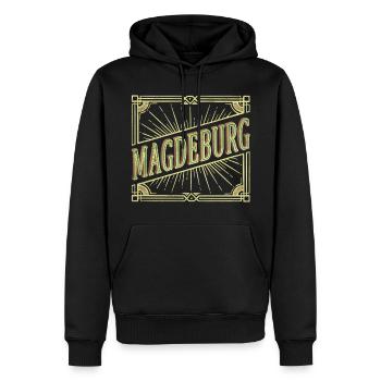 Magdebourg Allemagne City Font Vintage Retro - Sweat à capuche Premium bio Homme - noir - Devant - Nico (187cm)