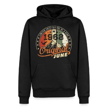 Juin 1968 | Anniversaire Juin 1968 Né en Juin 1968 - Sweat à capuche Premium bio Homme - noir - Devant - Nico (187cm)