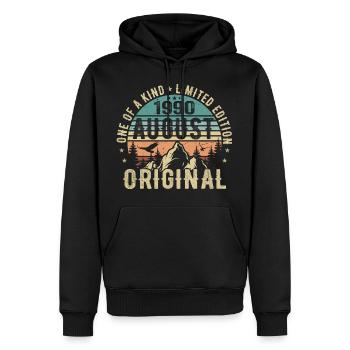 August 1990 - Geboren Im August 1990 - Geburtstags - Männer Premium Bio Hoodie - Schwarz - Vorne - Nico (187cm)