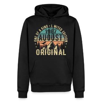 August 1987 - Geboren Im August 1987 - Geburtstags - Männer Premium Bio Hoodie - Schwarz - Vorne - Nico (187cm)