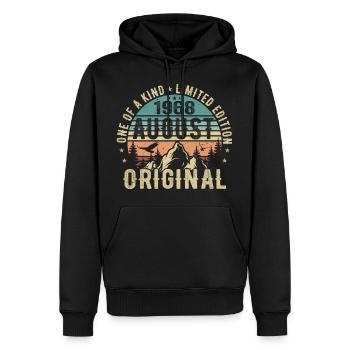 August 1968 - Geboren Im August 1968 - Geburtstags - Männer Premium Bio Hoodie - Schwarz - Vorne - Nico (187cm)