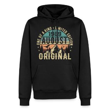 August 1969 - Geboren Im August 1969 - Geburtstags - Männer Premium Bio Hoodie - Schwarz - Vorne - Nico (187cm)