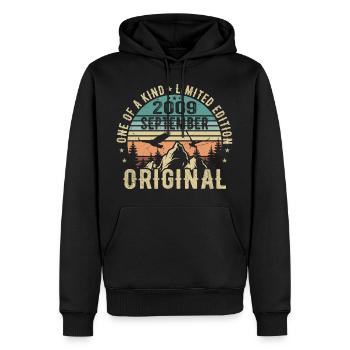 September 2009 Geburtstag - Legende Seit September - Männer Premium Bio Hoodie - Schwarz - Vorne - Nico (187cm)