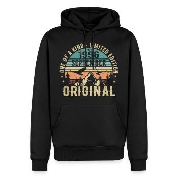 September 1996 Birthday - Legend since September - Men’s Premium Organic Hoodie - black - Front - Nico (187cm)