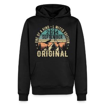 Septembre 2014 Anniversaire - Légende depuis septembre - Sweat à capuche Premium bio Homme - noir - Devant - Nico (187cm)