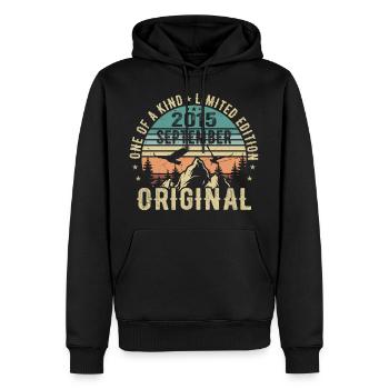 Septembre 2015 Anniversaire - Légende depuis septembre - Sweat à capuche Premium bio Homme - noir - Devant - Nico (187cm)