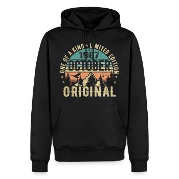 Oktober 1987 Geburtstagsgeschenk - Oktober 1987 - Männer Premium Bio Hoodie - Schwarz - Vorne - Nico (187cm)