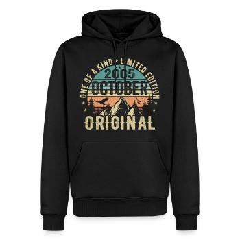 Oktober 2005 Geburtstagsgeschenk - Oktober 2005 - Männer Premium Bio Hoodie - Schwarz - Vorne - Nico (187cm)